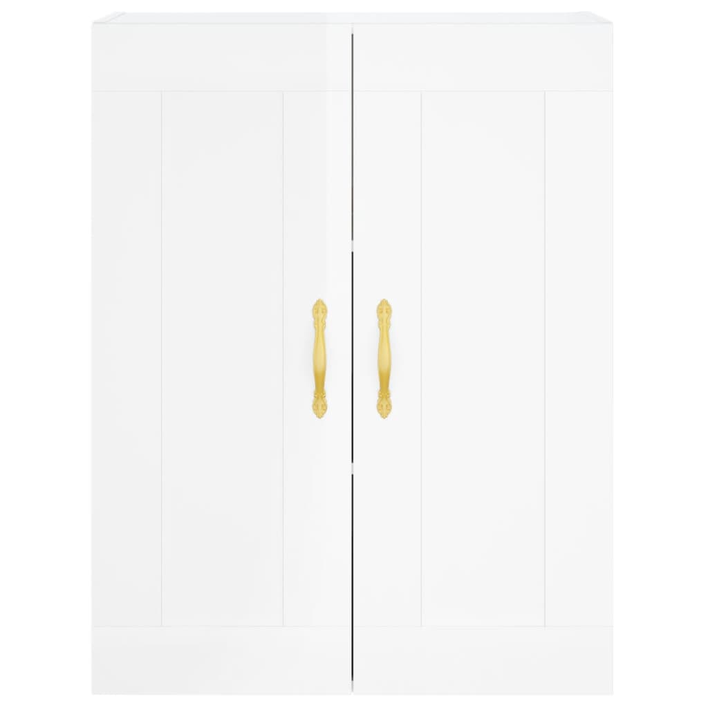 Mobile a Parete Bianco Lucido 69,5x34x90 cm Legno Multistrato