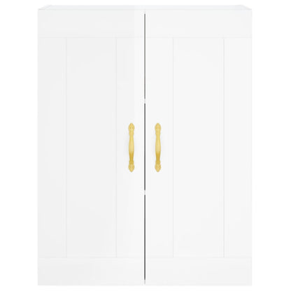 Mobile a Parete Bianco Lucido 69,5x34x90 cm Legno Multistrato - homemem39