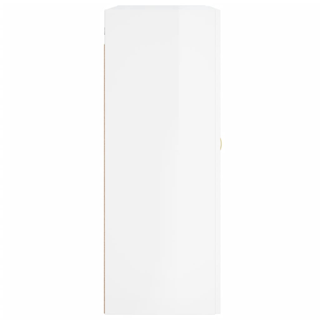 Mobile a Parete Bianco Lucido 69,5x34x90 cm Legno Multistrato - homemem39