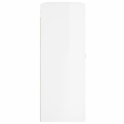 Mobile a Parete Bianco Lucido 69,5x34x90 cm Legno Multistrato - homemem39