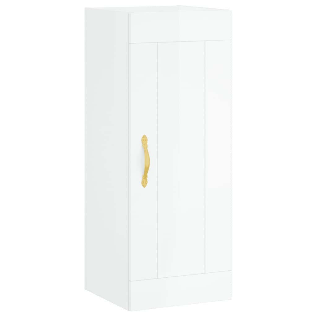 Mobile Parete Bianco Lucido 34,5x34x90 cm in Legno Multistrato - homemem39