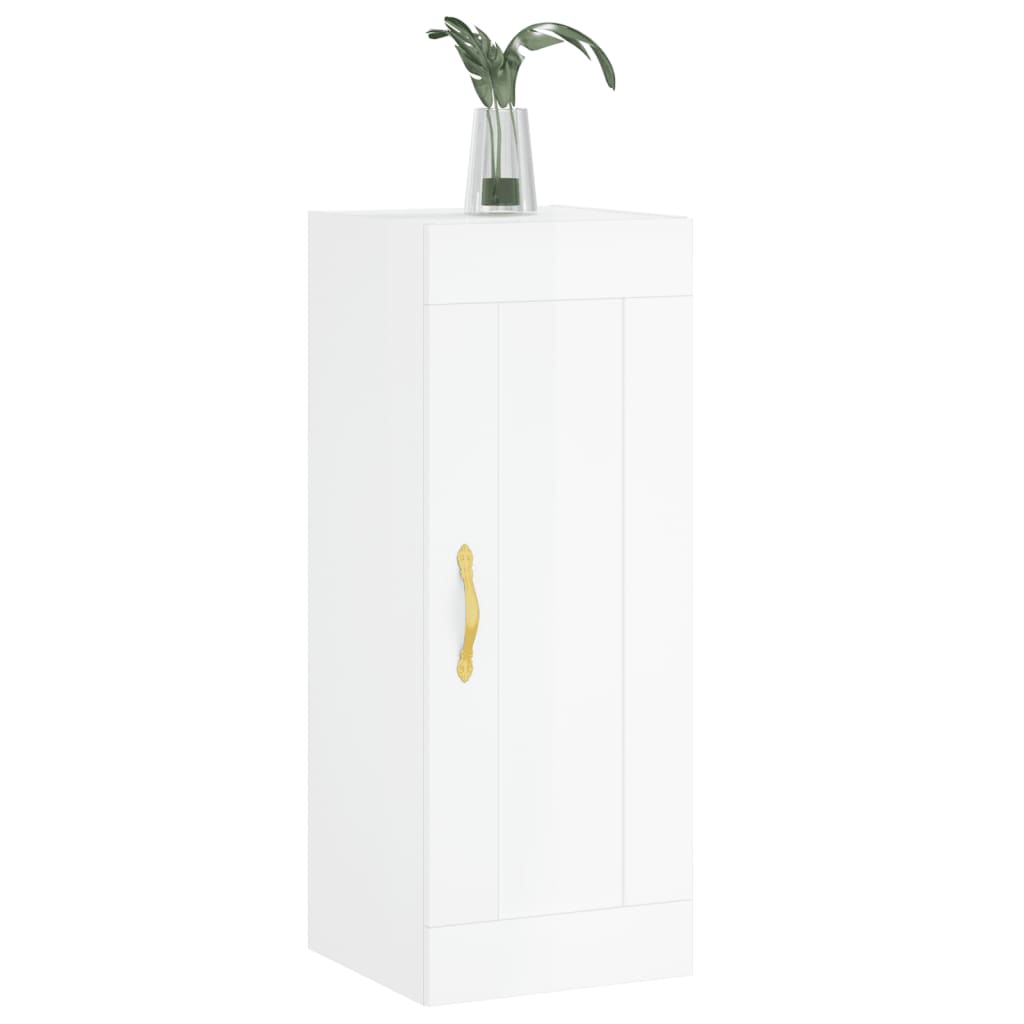 Mobile Parete Bianco Lucido 34,5x34x90 cm in Legno Multistrato - homemem39