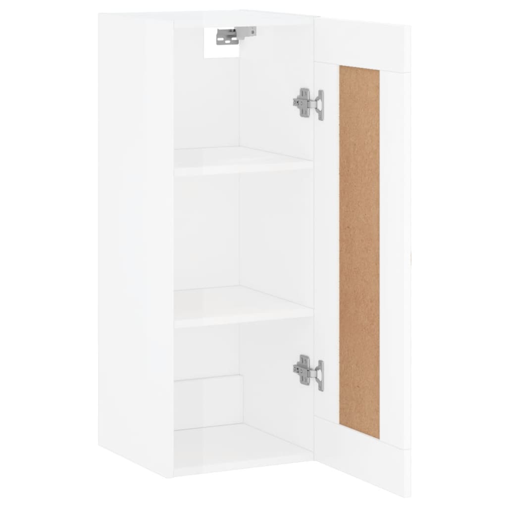 Mobile Parete Bianco Lucido 34,5x34x90 cm in Legno Multistrato - homemem39