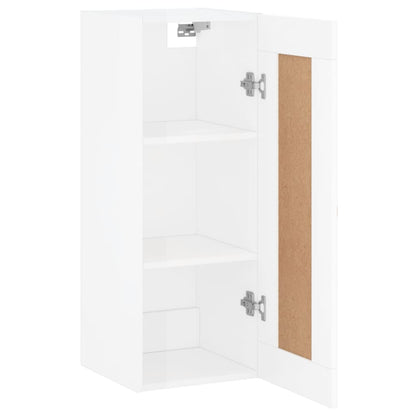 Mobile Parete Bianco Lucido 34,5x34x90 cm in Legno Multistrato - homemem39