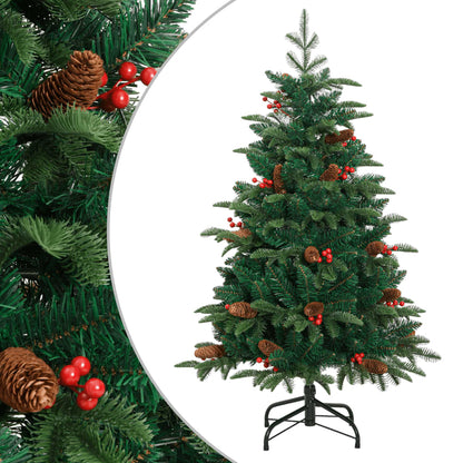 Albero Natale Artificiale Incernierato con Pigne e Bacche 120cm - homemem39