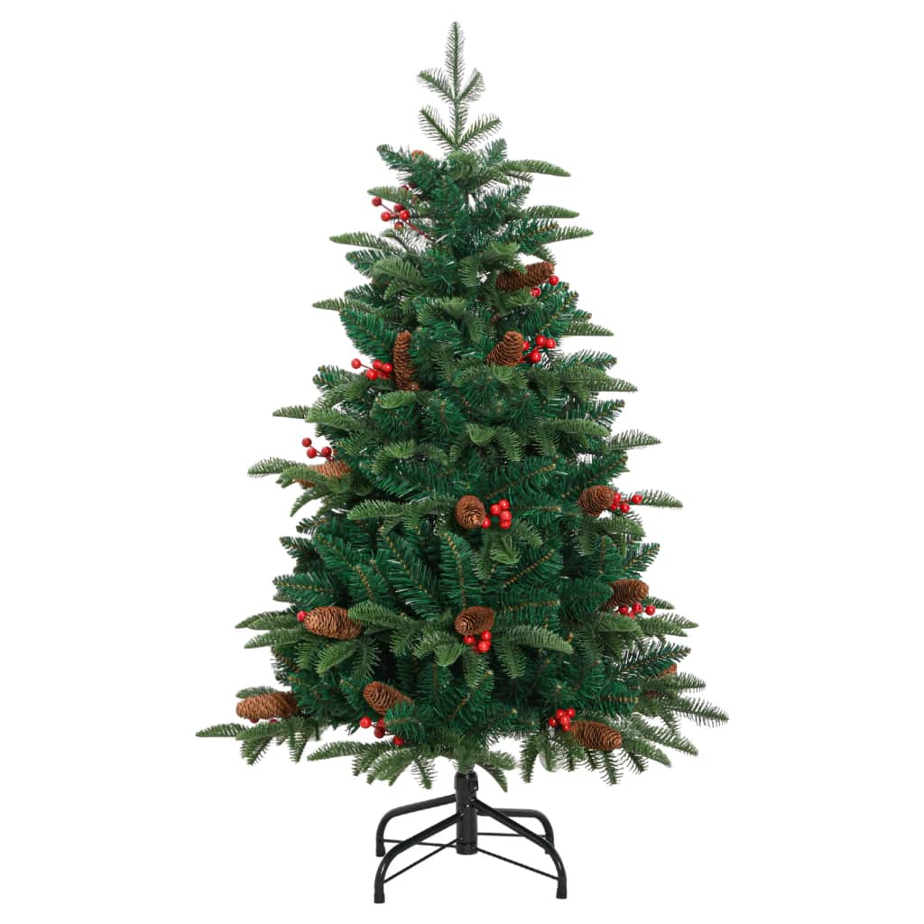 Albero Natale Artificiale Incernierato con Pigne e Bacche 120cm