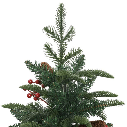 Albero Natale Artificiale Incernierato con Pigne e Bacche 120cm