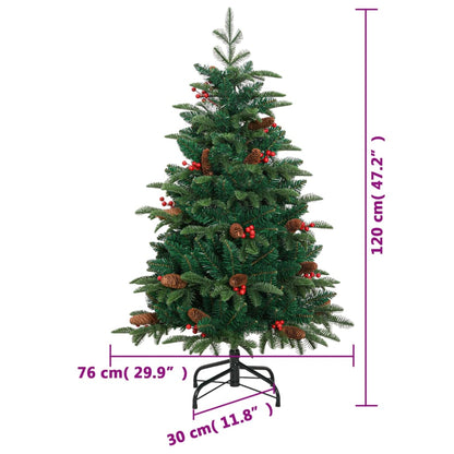 Albero Natale Artificiale Incernierato con Pigne e Bacche 120cm - homemem39