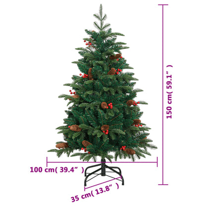 Albero Natale Artificiale Incernierato con Pigne e Bacche 150cm - homemem39