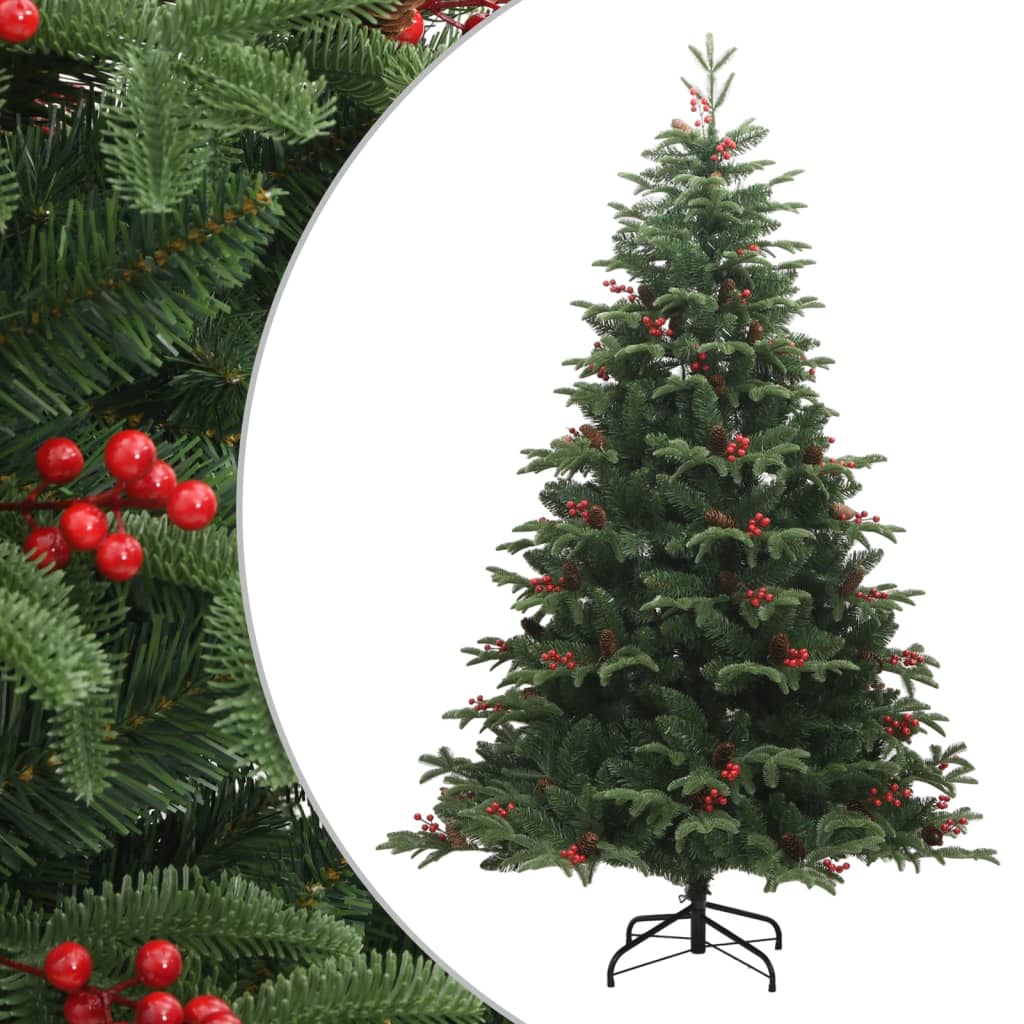 Albero Natale Artificiale Incernierato con Pigne e Bacche 180cm - homemem39