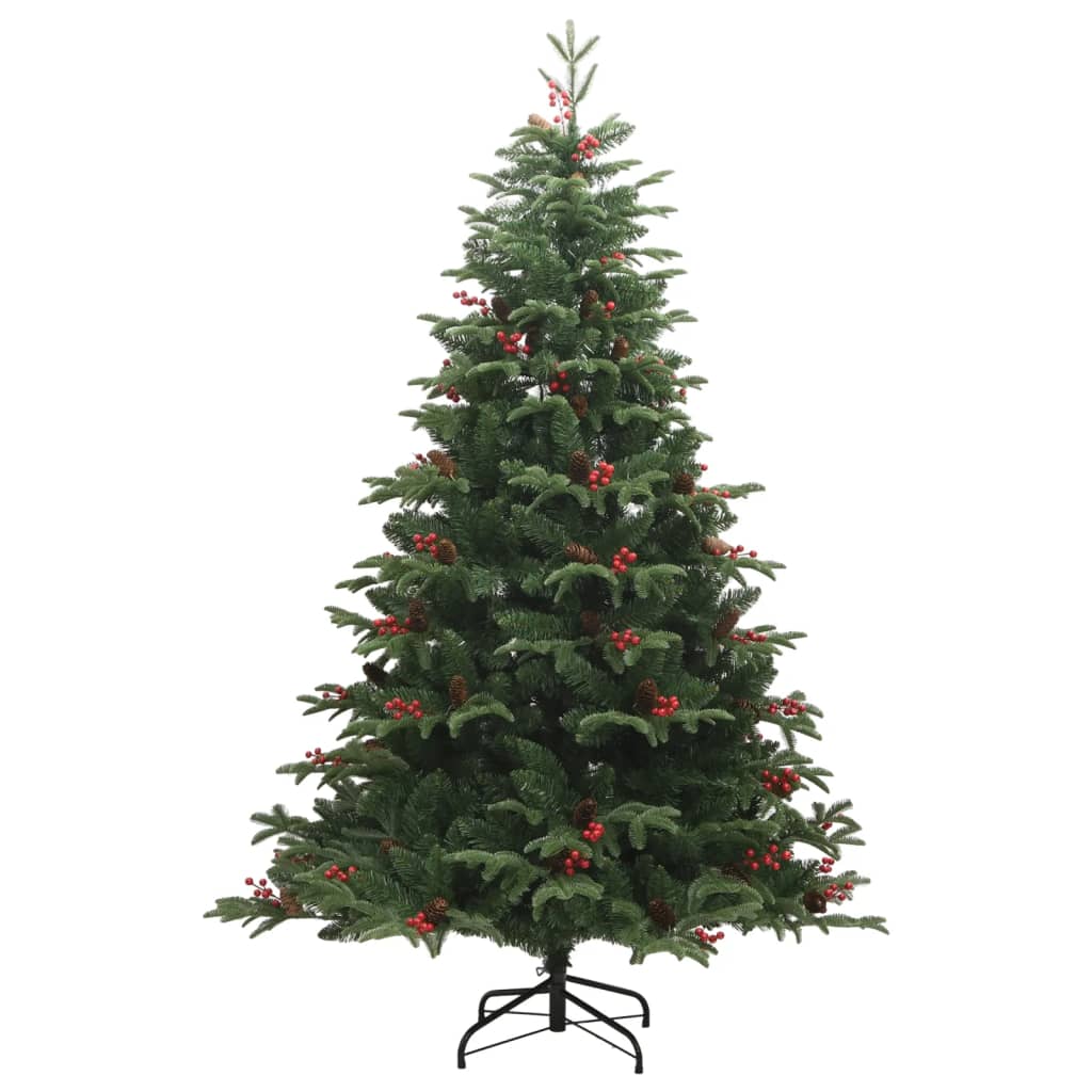 Albero Natale Artificiale Incernierato con Pigne e Bacche 180cm - homemem39