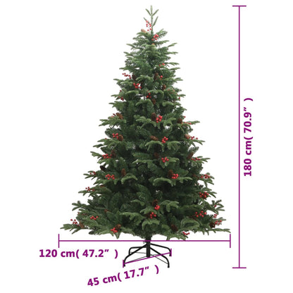 Albero Natale Artificiale Incernierato con Pigne e Bacche 180cm - homemem39