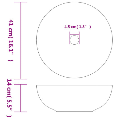 Lavabo da Appoggio Bianco e Giallo Rotondo Φ41x14 cm Ceramica - homemem39