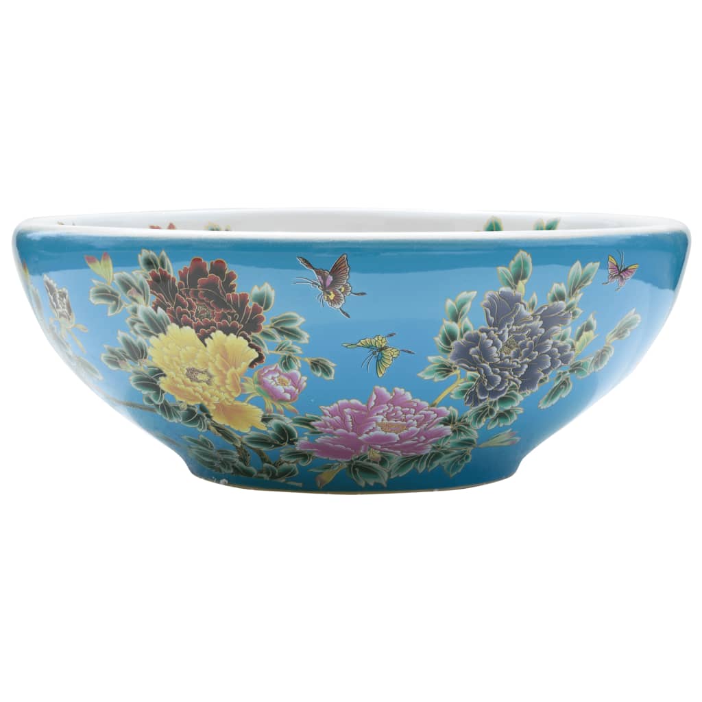 Lavabo da Appoggio Multicolore Rotondo Φ41x14 cm Ceramica - homemem39