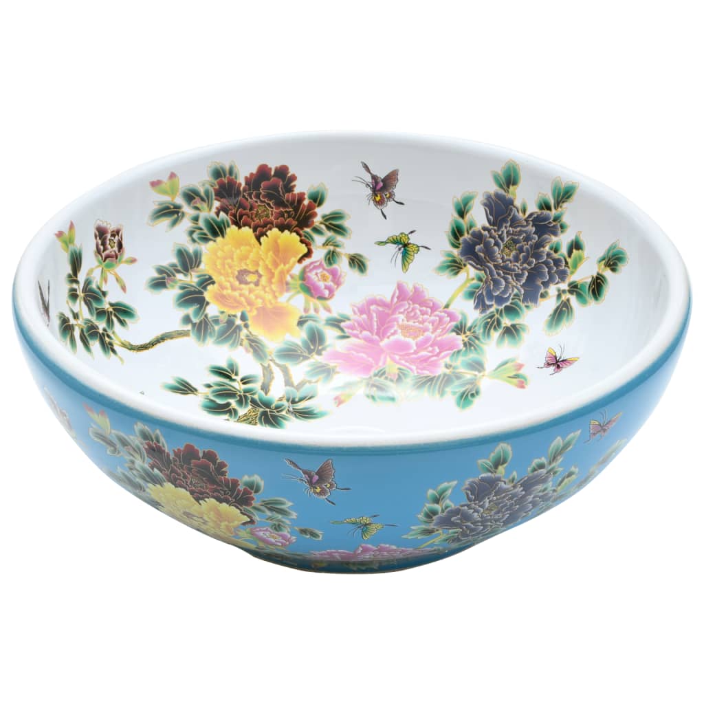 Lavabo da Appoggio Multicolore Rotondo Φ41x14 cm Ceramica - homemem39