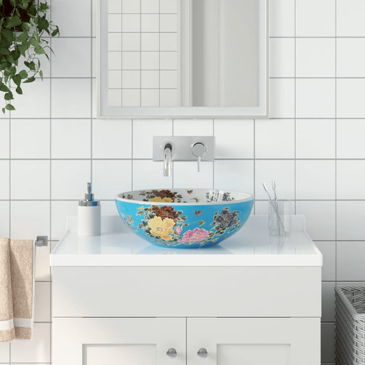 Lavabo da Appoggio Multicolore Rotondo Φ41x14 cm Ceramica - homemem39