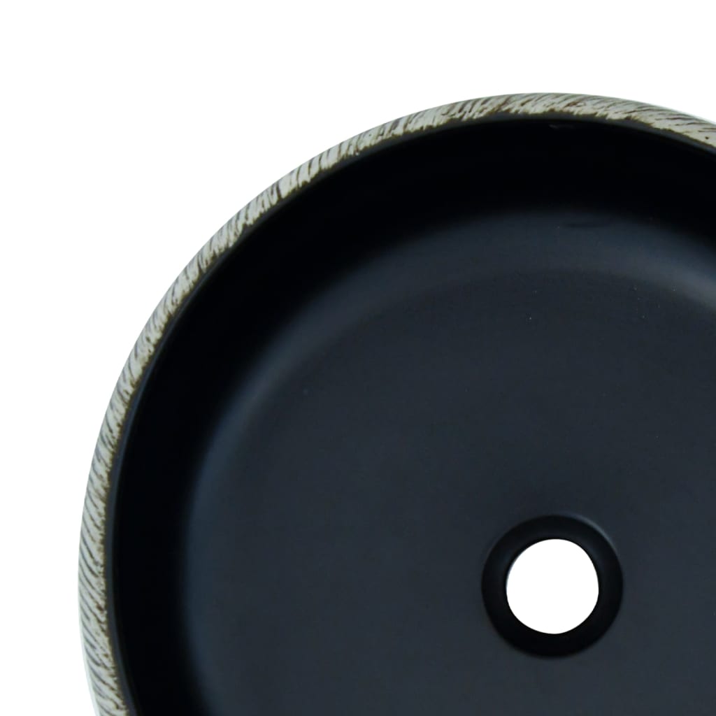 Lavabo da Appoggio Nero e Grigio Rotondo Φ41x14 cm Ceramica - homemem39