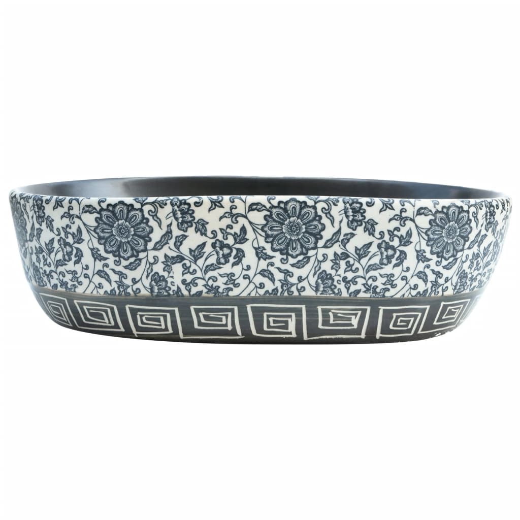 Lavabo da Appoggio Nero e Blu Ovale 47x33x13 cm Ceramica - homemem39