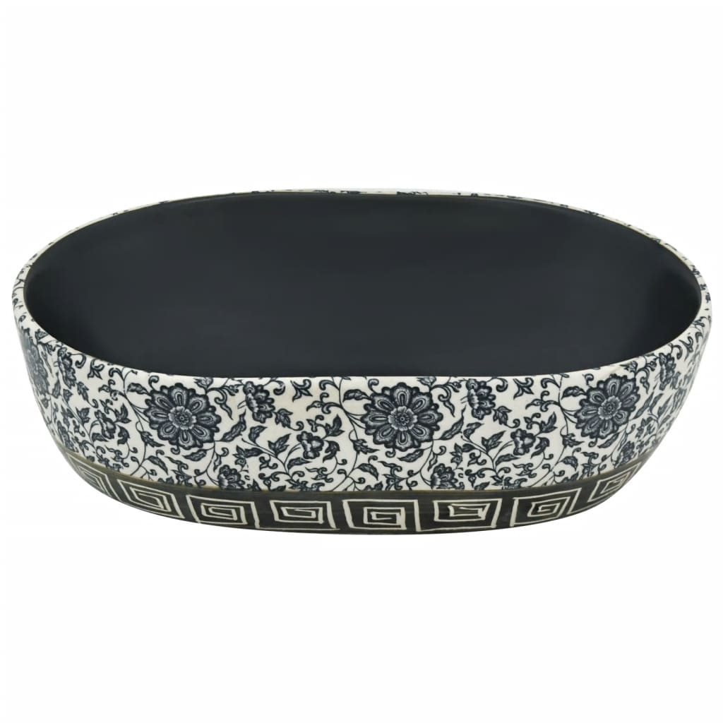 Lavabo da Appoggio Nero e Blu Ovale 47x33x13 cm Ceramica - homemem39