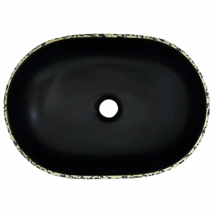 Lavabo da Appoggio Nero e Blu Ovale 47x33x13 cm Ceramica - homemem39