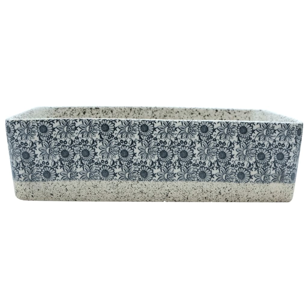 Lavabo Appoggio Grigio e Blu Rettangolare 46x35,5x13cm Ceramica