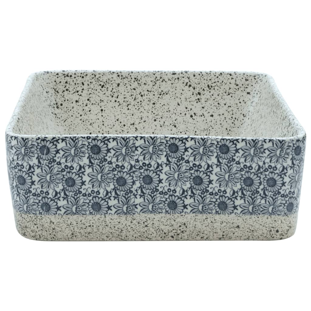 Lavabo Appoggio Grigio e Blu Rettangolare 46x35,5x13cm Ceramica - homemem39