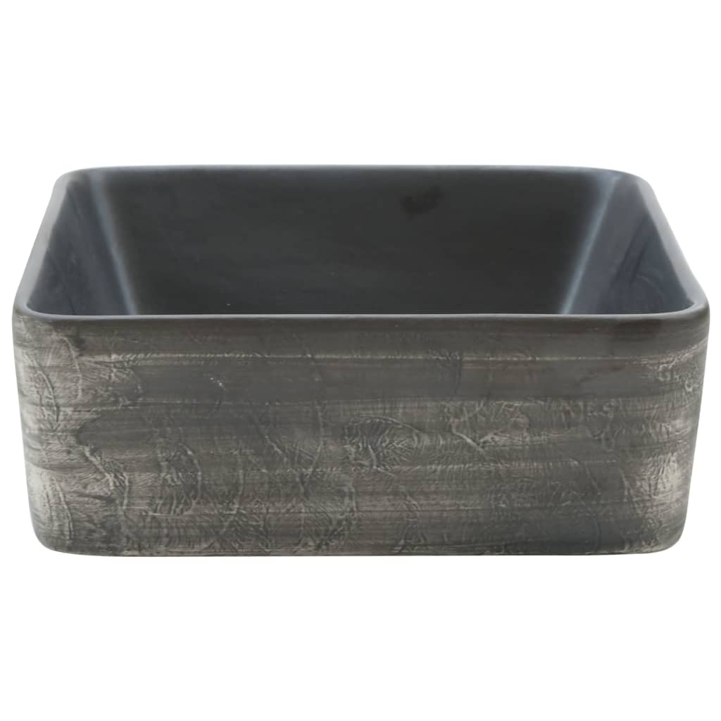 Lavabo Appoggio Nero Marrone Rettangolare 46x35,5x13cm Ceramica - homemem39