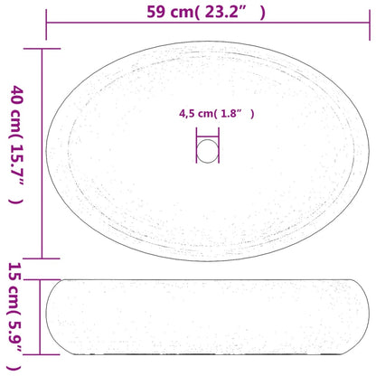 Lavabo da Appoggio Marrone Ovale 59x40x15 cm Ceramica