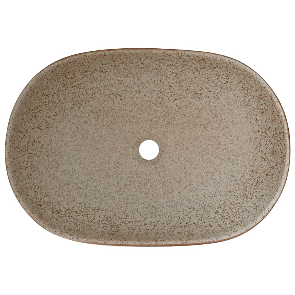 Lavabo da Appoggio Sabbia e Marrone Ovale 59x40x14 cm Ceramica - homemem39