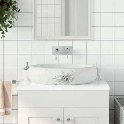 Lavabo da Appoggio Bianco Ovale 59x40x15 cm Ceramica - homemem39