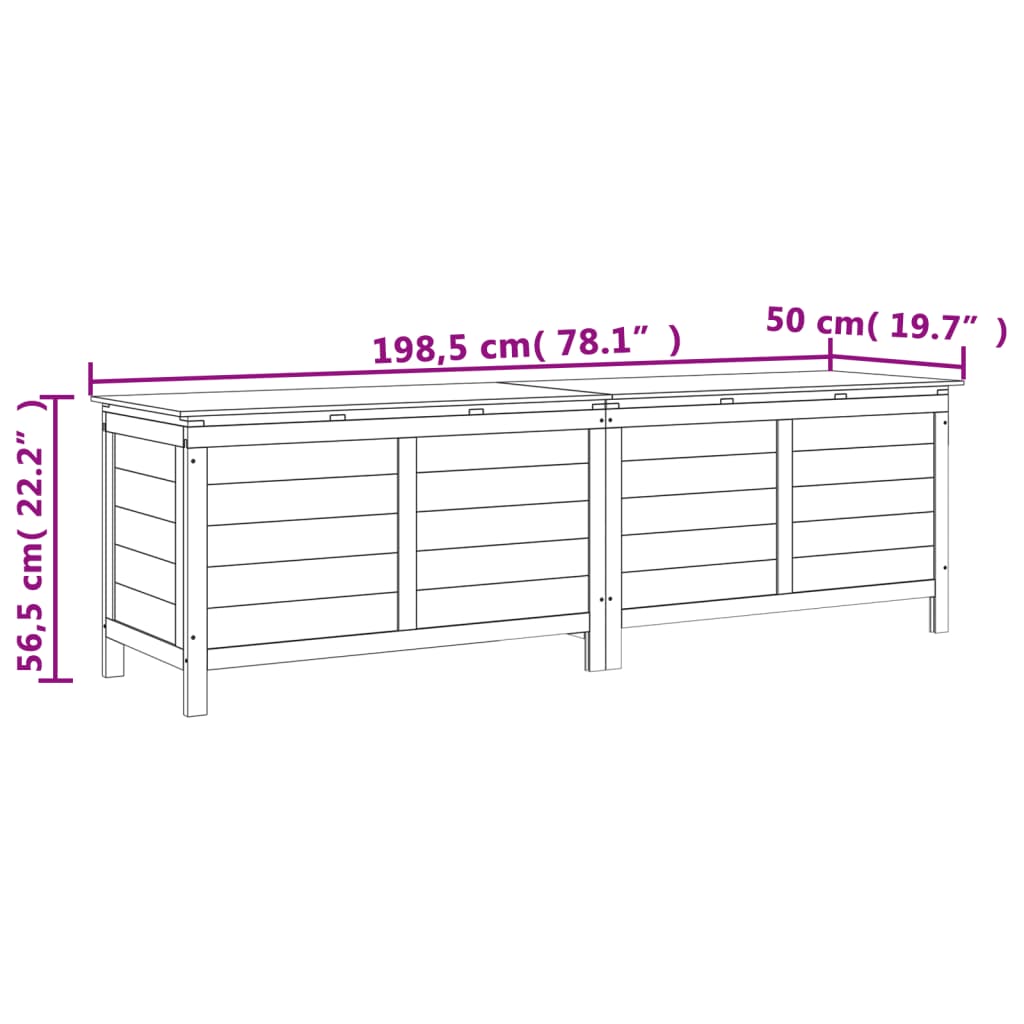 Contenitore da Giardino 198,5x50x56,5cm Legno Massello di Abete - homemem39