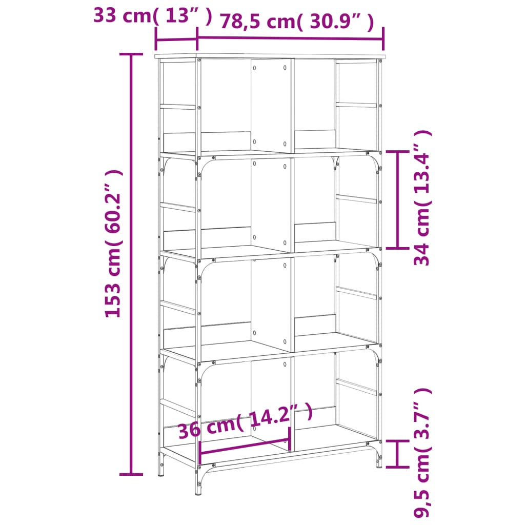 Libreria Rovere Marrone 78,5x33x153 cm in Legno Multistrato