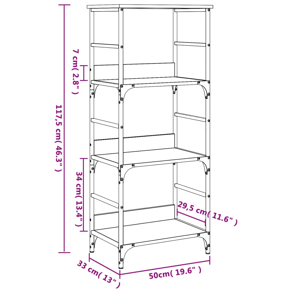 Libreria Rovere Marrone 50x33x117,5 cm in Legno Multistrato