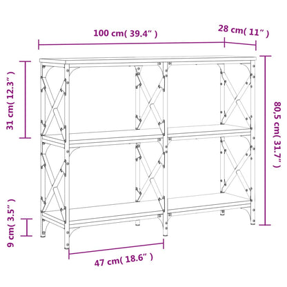 Tavolo Consolle Rovere Sonoma 100x28x80,5 cm Legno Multistrato