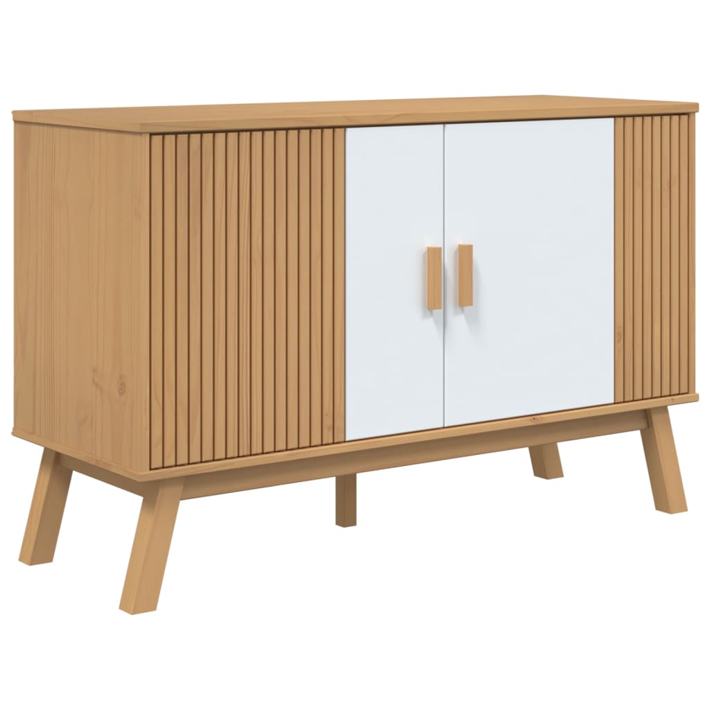 Credenza OLDEN Bianca e Marrone 114x43x73,5 cm Massello di Pino - homemem39