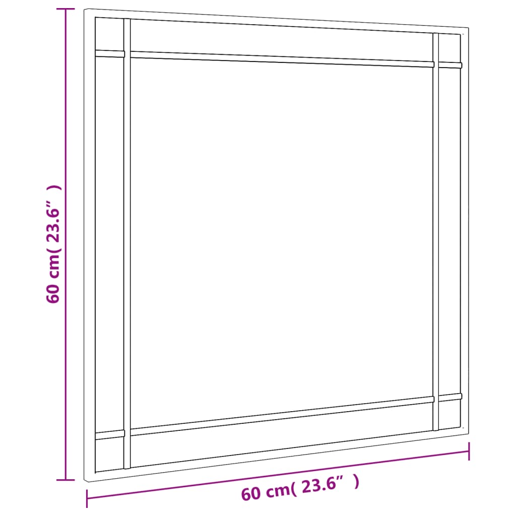 Specchio da Parete Nero 60x60 cm Quadrato in Ferro - homemem39