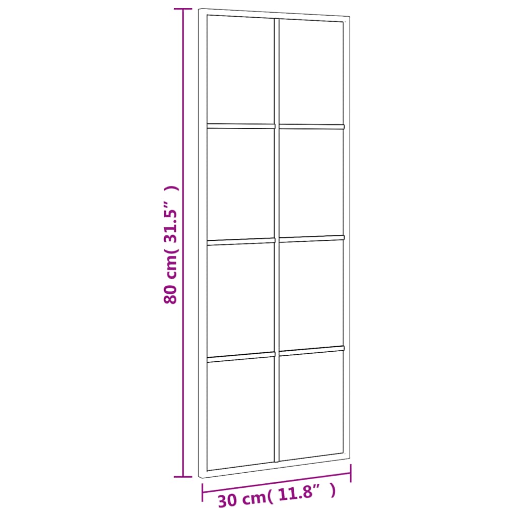 Specchio da Parete Nero 30x80 cm Rettangolare in Ferro - homemem39