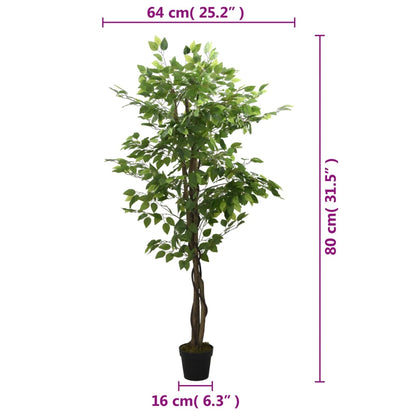 Albero di Ficus Artificiale 378 Foglie 80 cm Verde