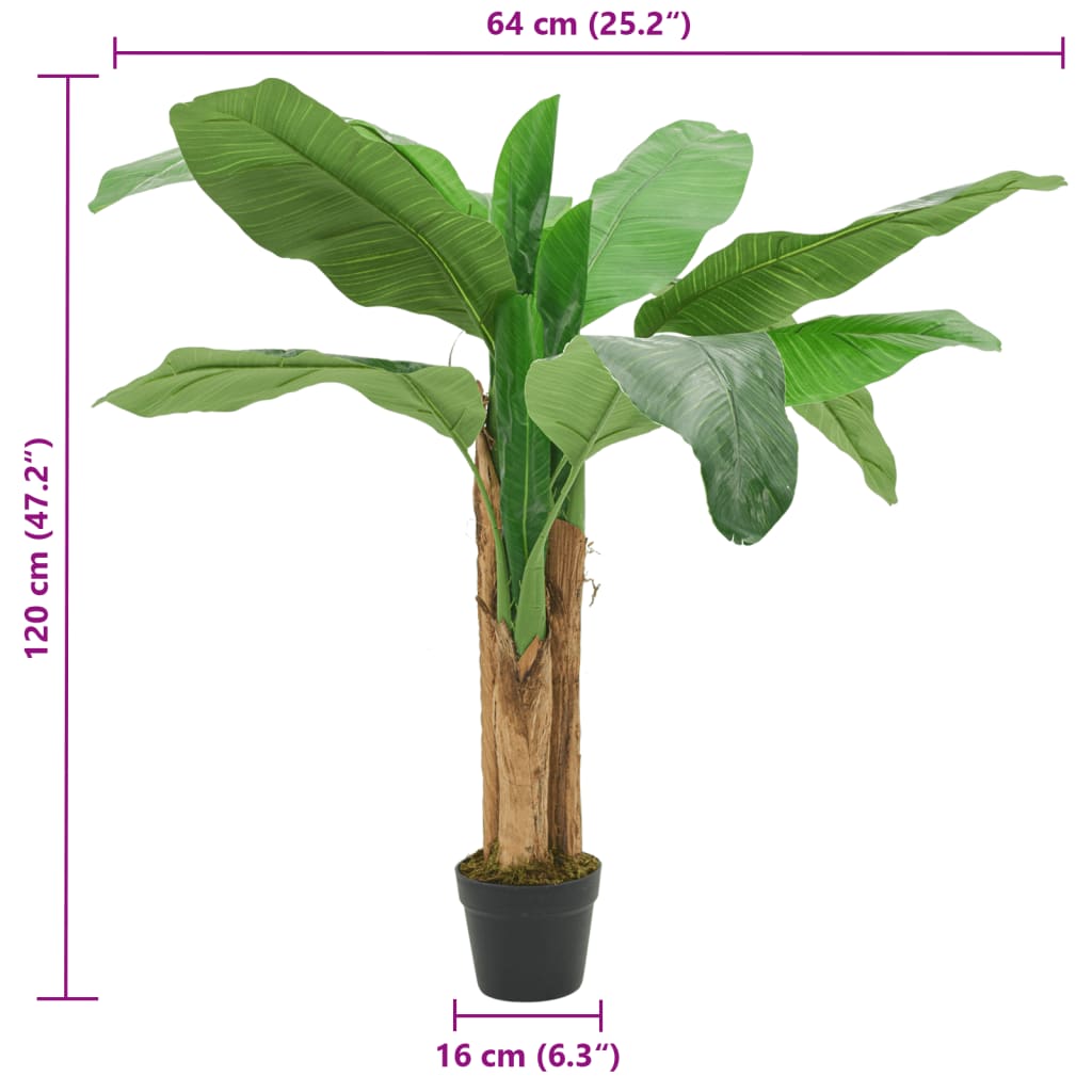 Albero di Banano Artificiale 9 Foglie 120 cm Verde