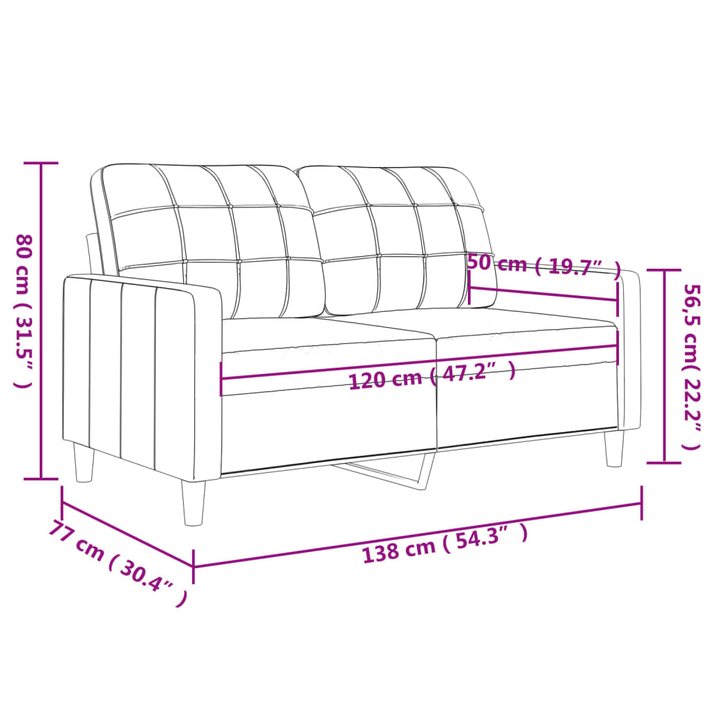 Divano a 2 Posti Cappuccino 140 cm in Similpelle - homemem39