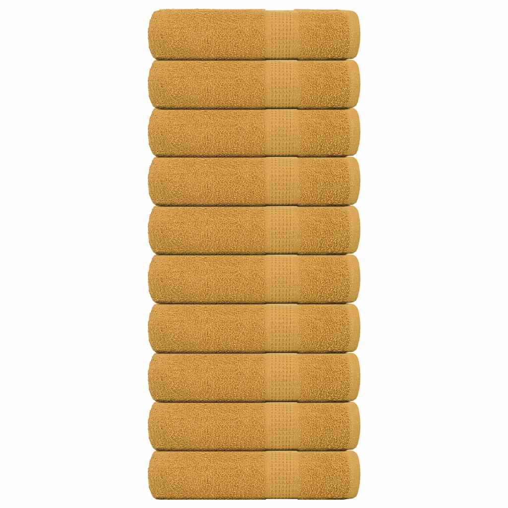 Asciugamani da Bagno 10 pz Oro 100x150cm 360 g/m² 100% Cotone