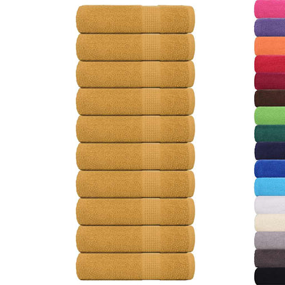 Asciugamani da Bagno 10 pz Oro 100x150cm 360 g/m² 100% Cotone