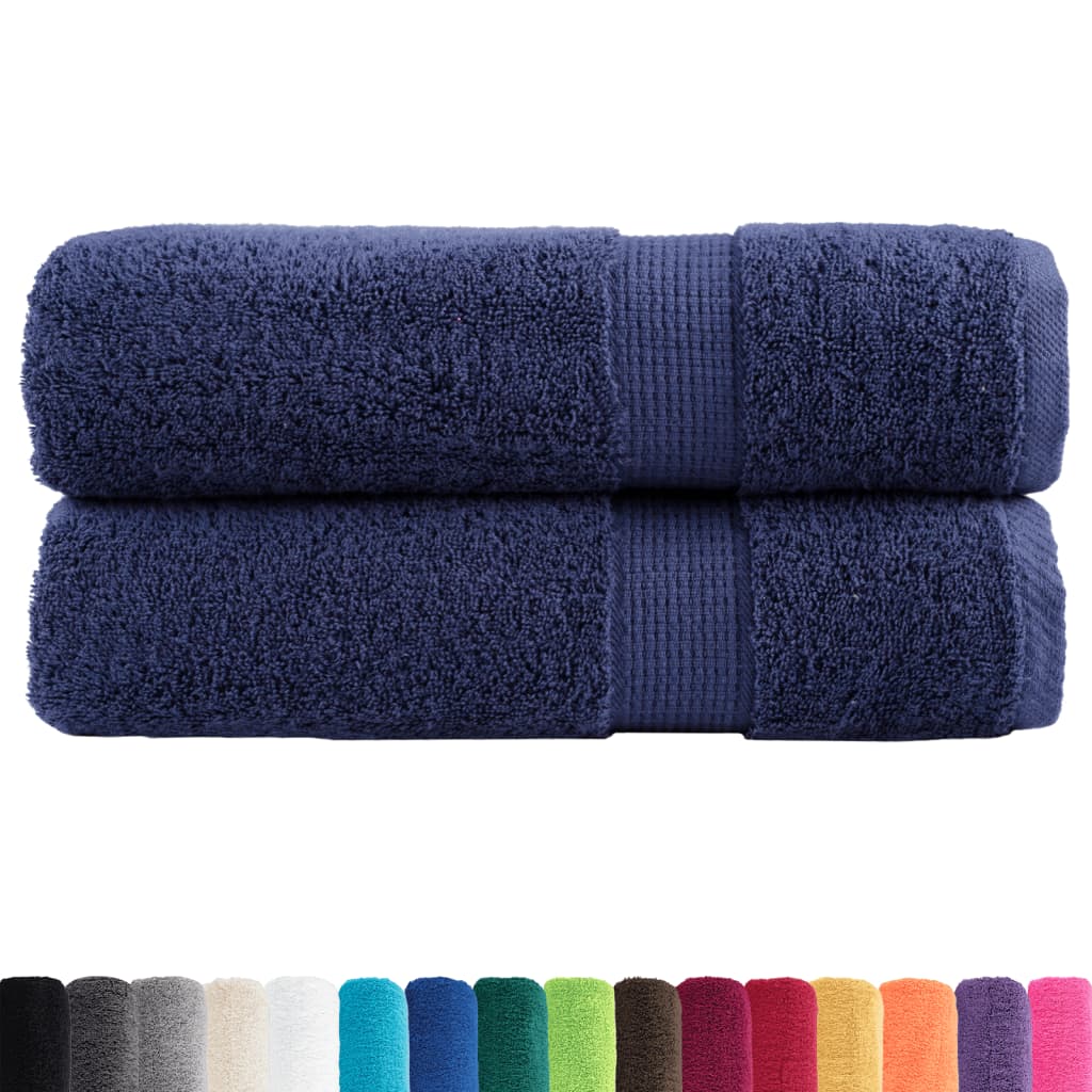 Asciugamani da Bagno SOLUND 2 pz Blu Navy 100x150cm 600gsm - homemem39