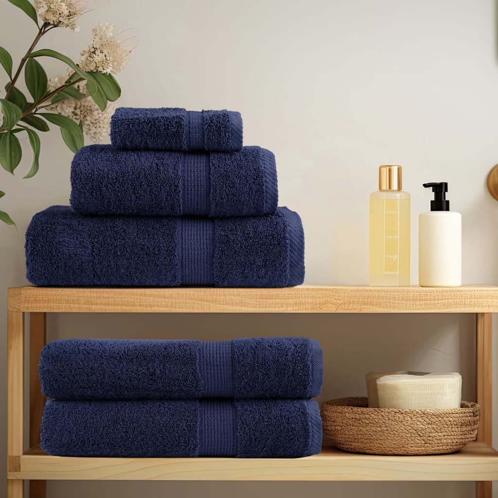 Asciugamani da Bagno SOLUND 2 pz Blu Navy 100x150cm 600gsm - homemem39