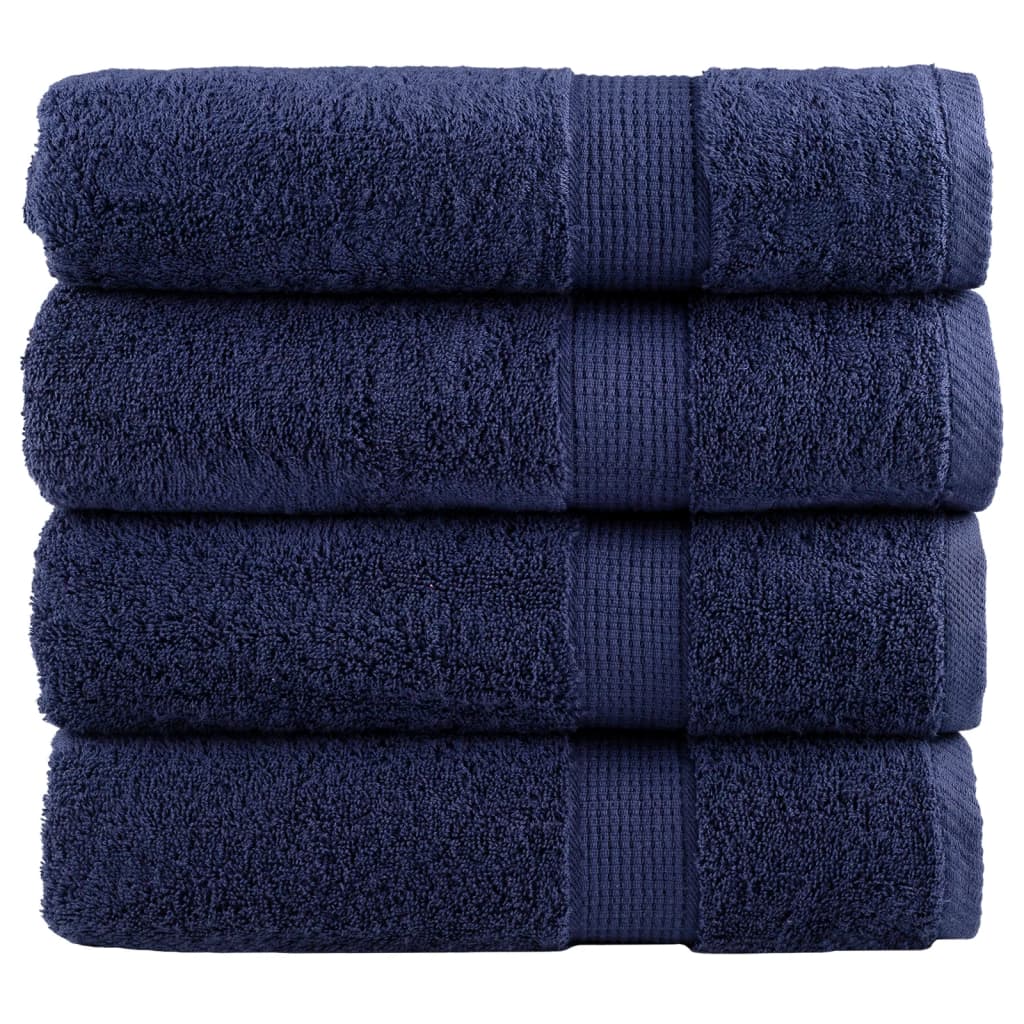 Asciugamani da Bagno SOLUND 4 pz Blu Navy 100x150cm 600gsm - homemem39