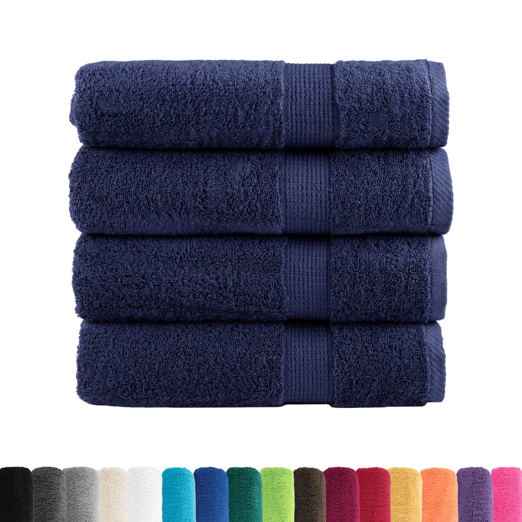 Asciugamani da Bagno SOLUND 4 pz Blu Navy 100x150cm 600gsm - homemem39