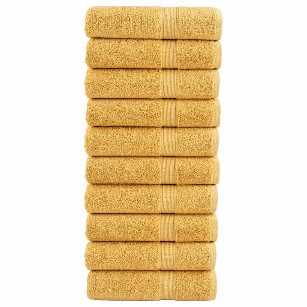 Asciugamani da Bagno SOLUND 10 pz Oro 100x150cm 600gsm - homemem39