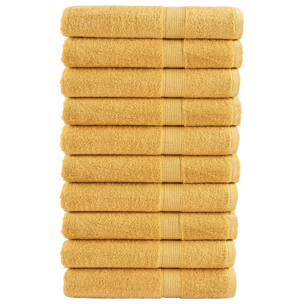 Asciugamani da Bagno SOLUND 10 pz Oro 100x200cm 600gsm - homemem39