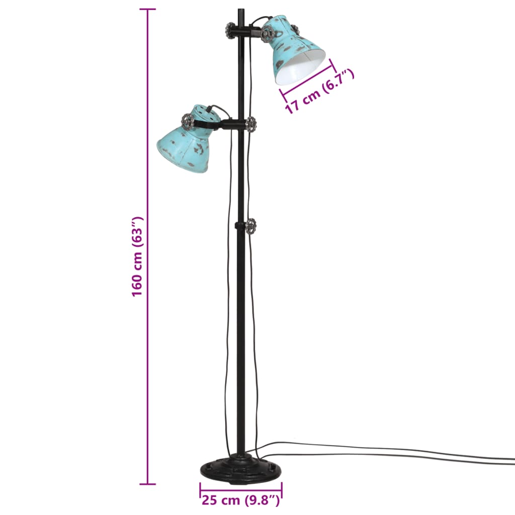 Stehleuchte 25 W Antikblau 25x25x90/140 cm E27