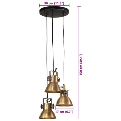 Lampada Pensile 25 W Ottone Anticato 30x30x100 cm E27